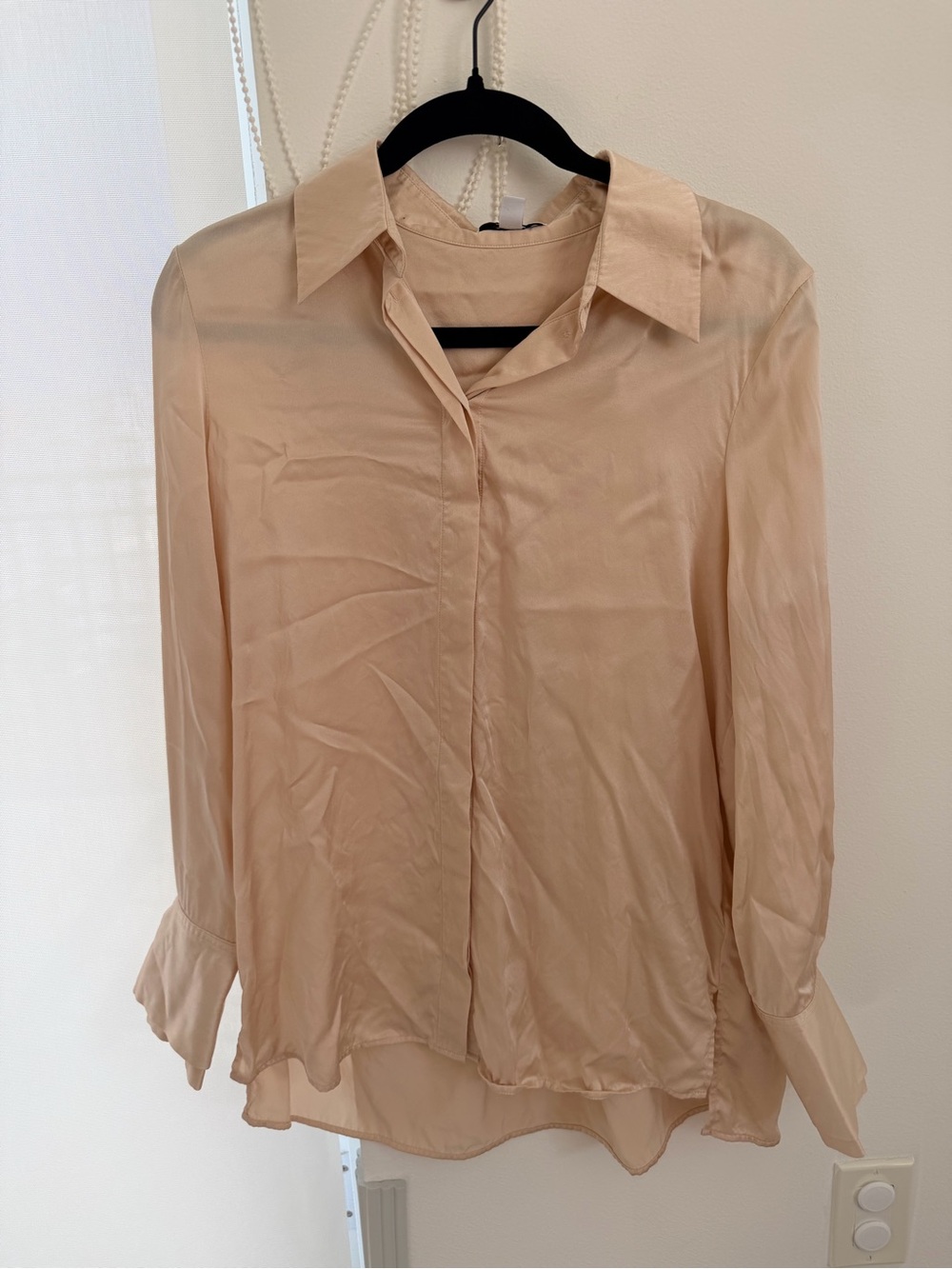 Reiss light pink Silk Button-Down Blouse